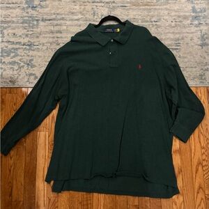 Ralph Lauren 4XB Heather Green Long Sleeve Mesh Polo Big and Tall